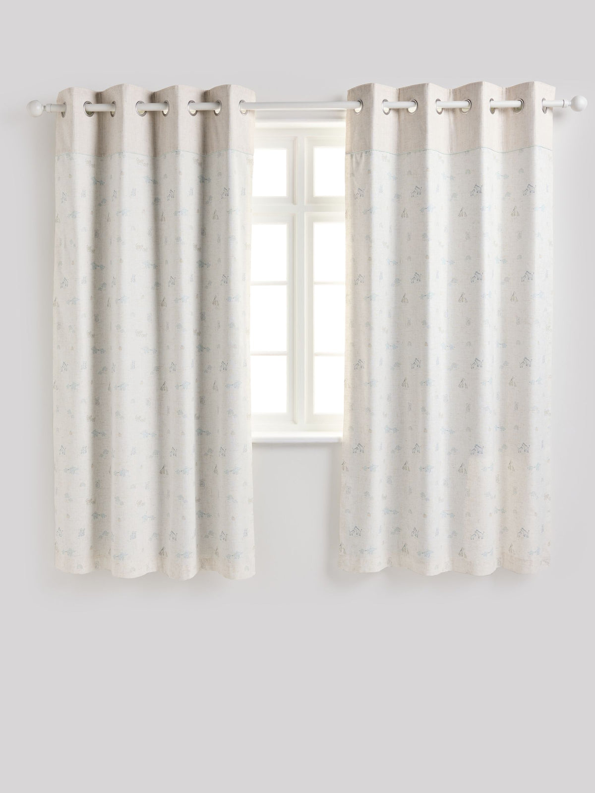 Neutral mini jungle eyelet blackout curtains (British brand)