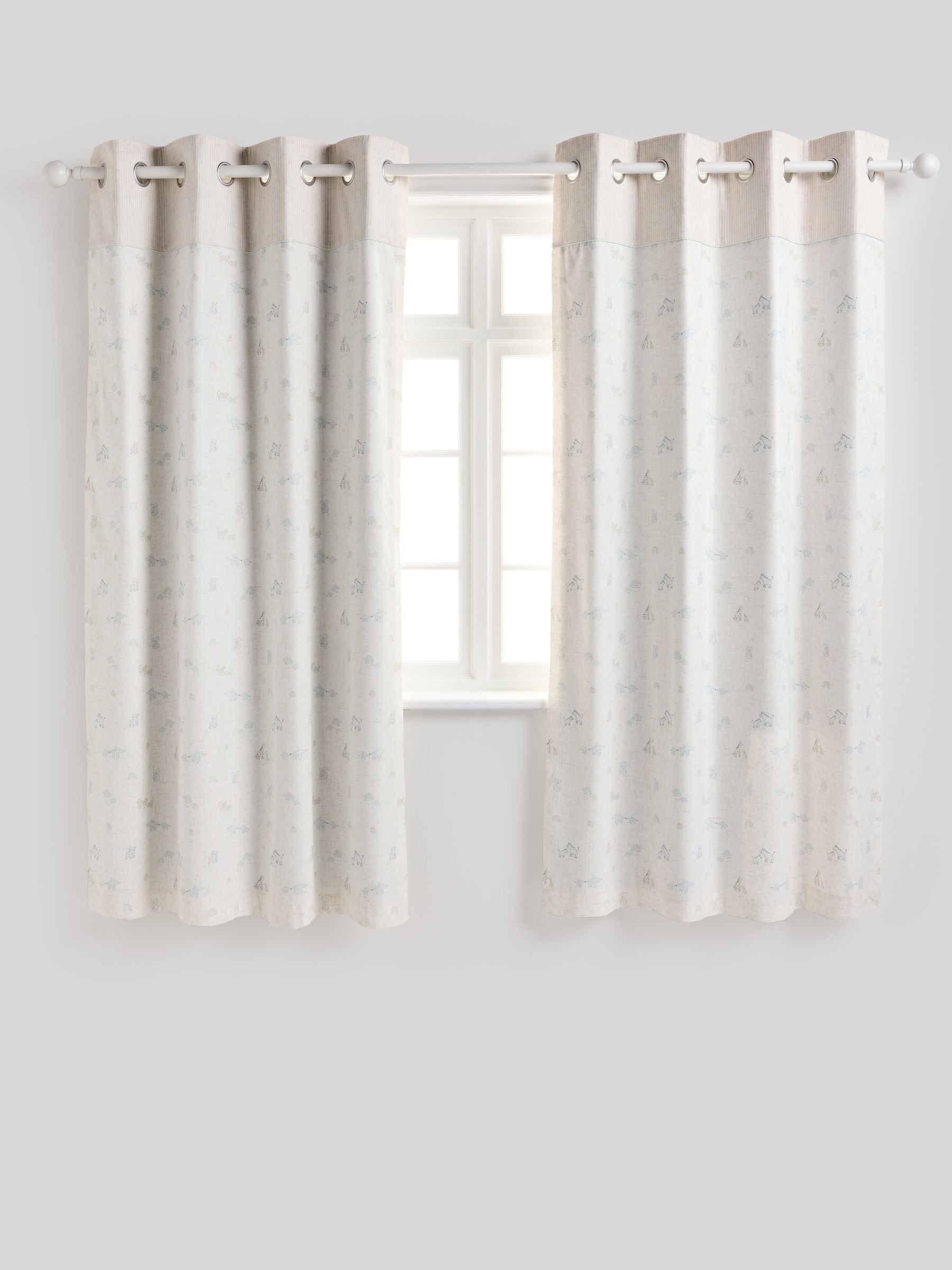 Neutral mini jungle eyelet blackout curtains (British brand)