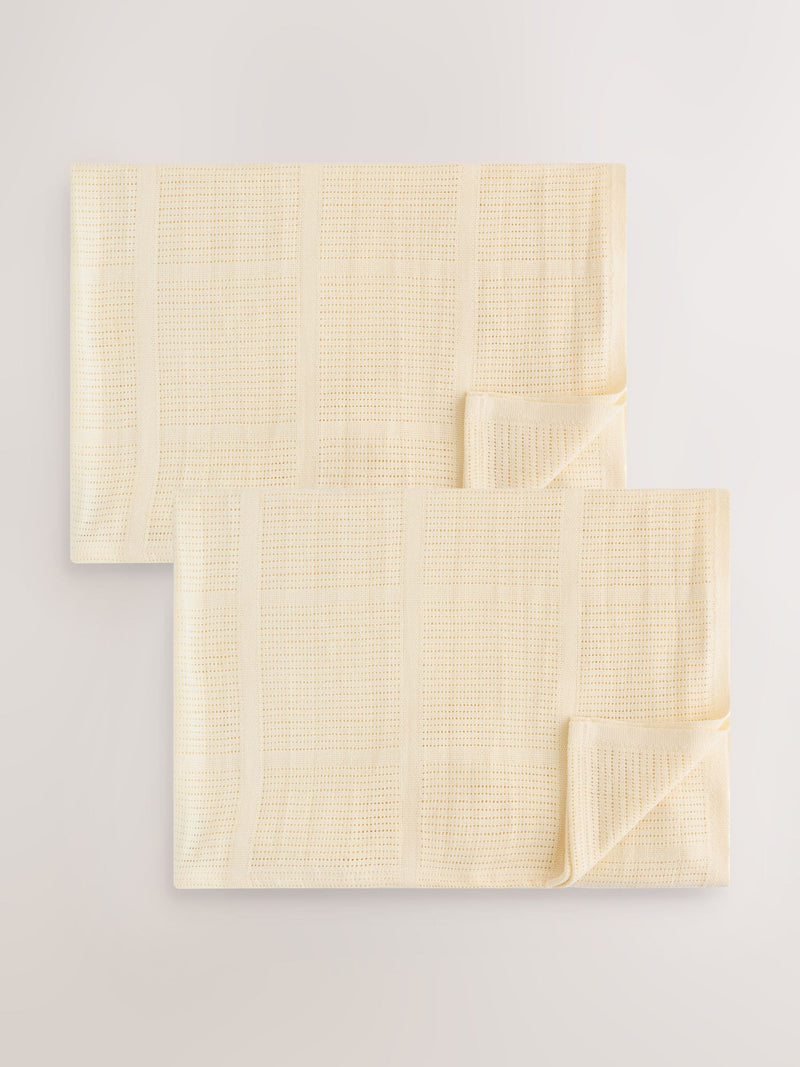 2 Pack Yellow Cotton Baby Cellular Blankets