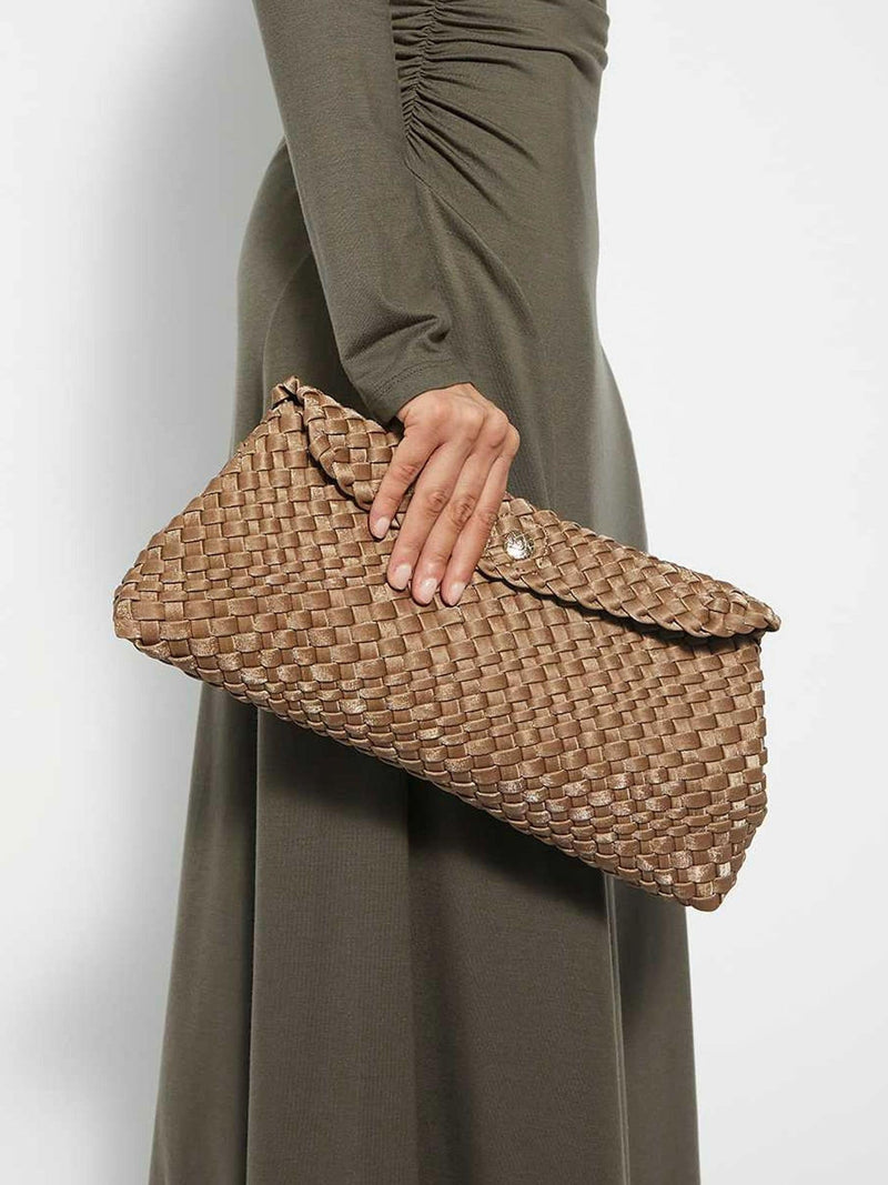 Dune London Brown Encourage Woven Clutch Bag (British brand)