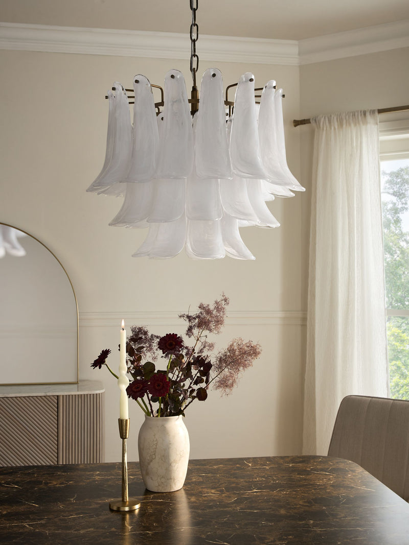 White Messina chandelier ceiling light - British product