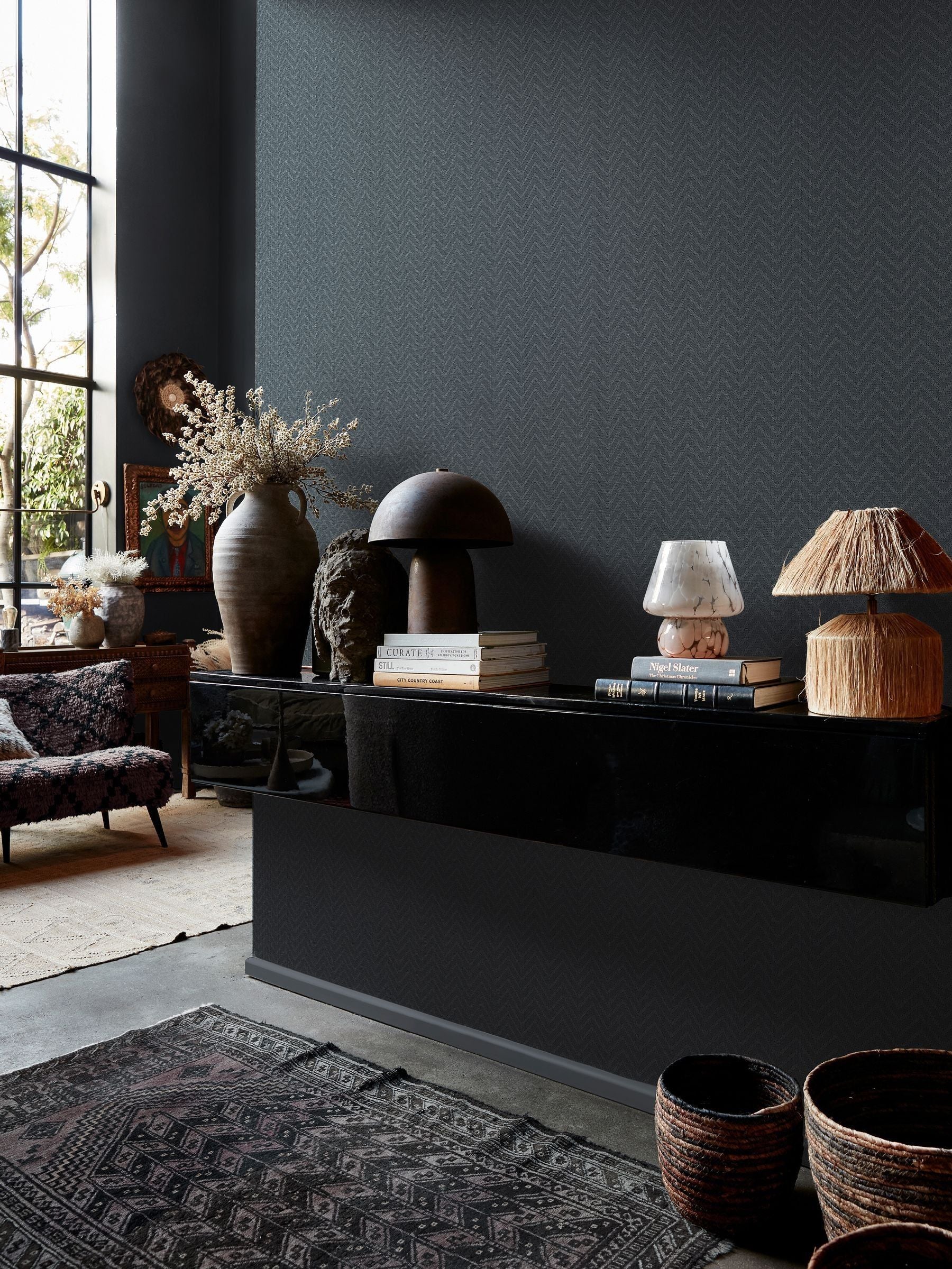 Abigail Ahern Dusk Herringbone Weave A4 Wallpaper Sample