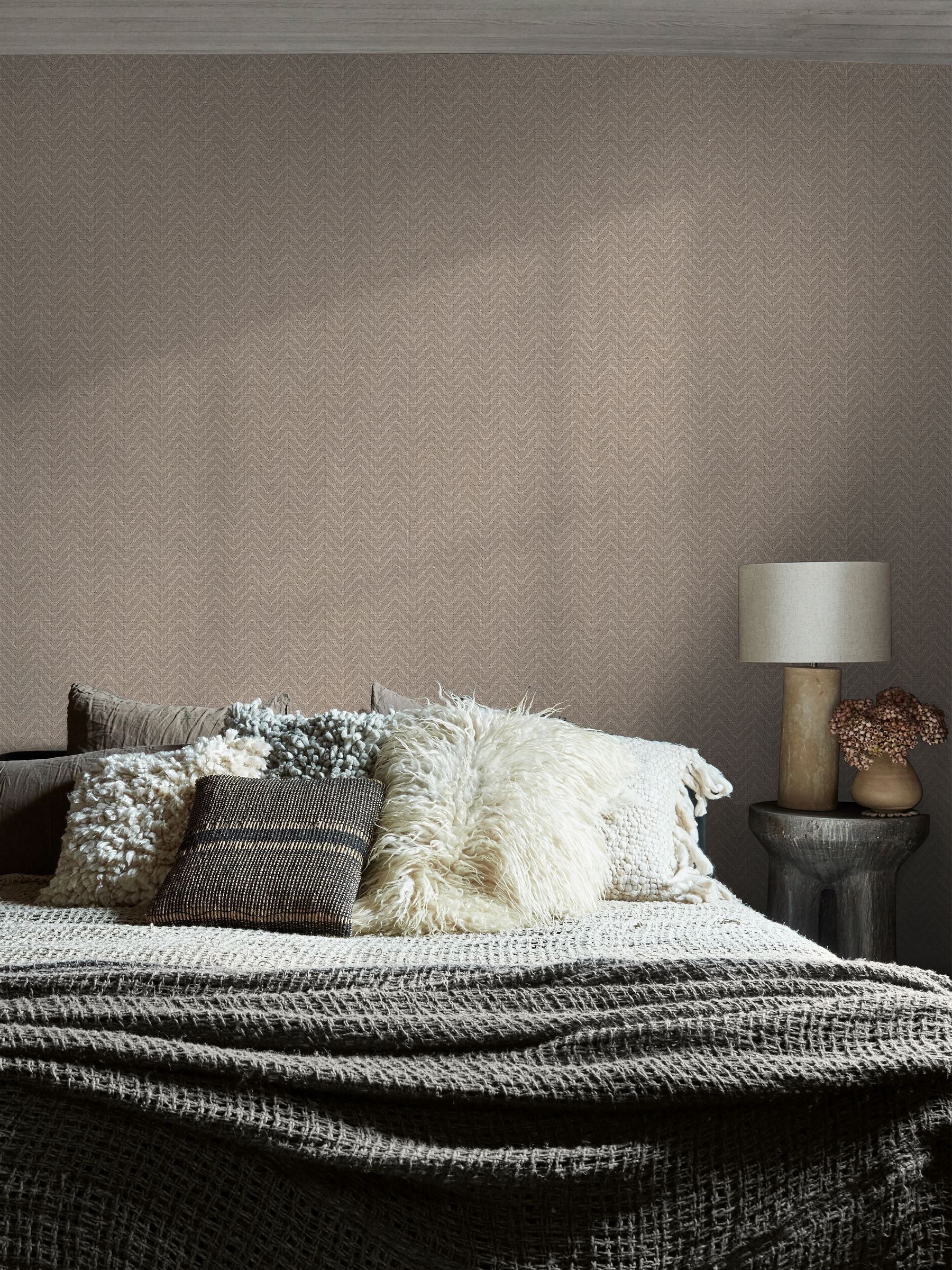 Abigail Ahern Praline Herringbone Weave A4 Wallpaper Sample