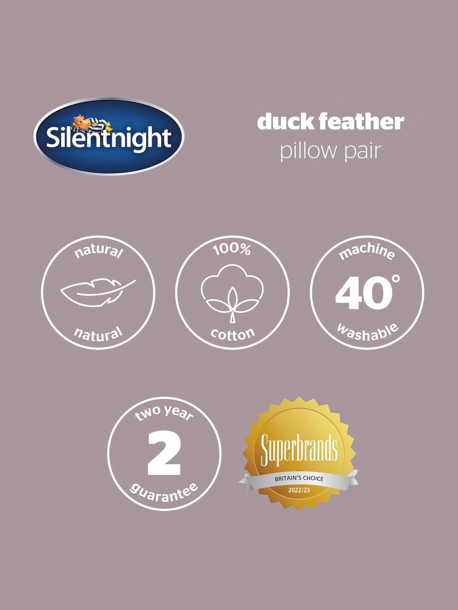 Silentnight duck down pillows set of 2 (British brand)