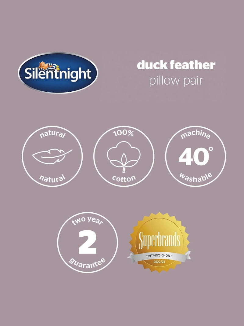 Silentnight duck down pillows set of 2 (British brand)