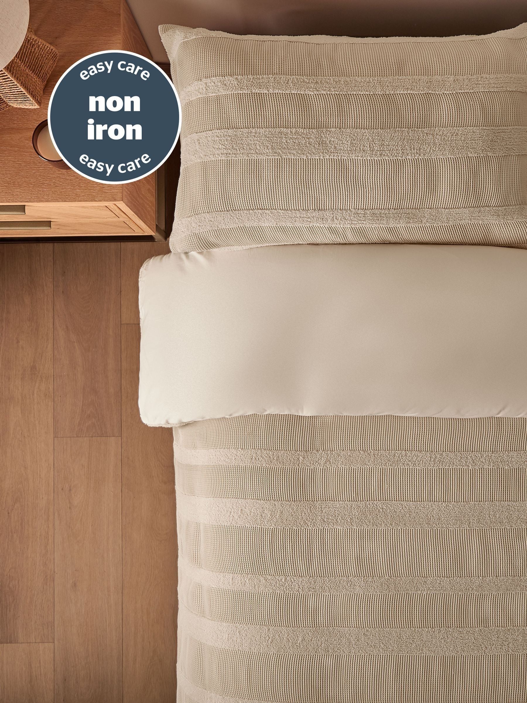 Silentnight Natural Textured Waffle Duvet Cover Set (British brand)