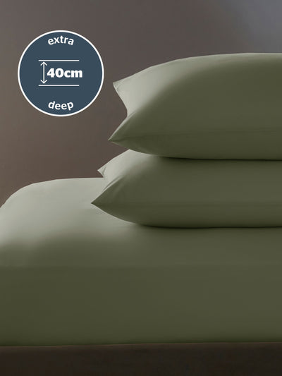 Drap-housse de lit extensible extra profond en coton pur Silentnight 40 cm sauge Next - Achetez en ligne sur McGrocer