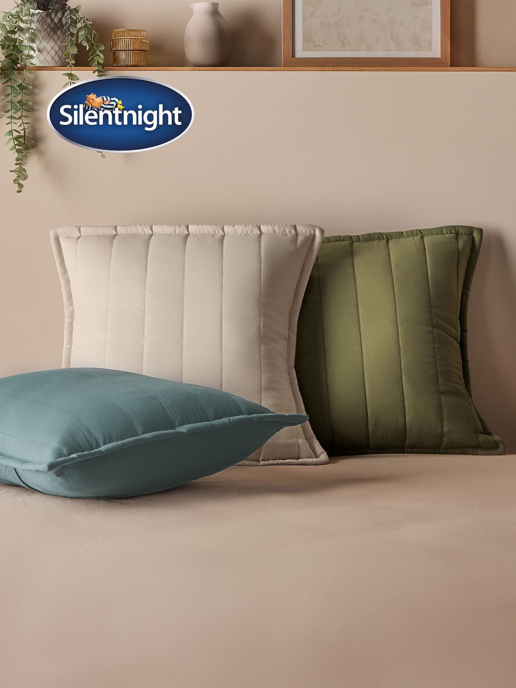 Silentnight blue quilted cushion 45x45cm (British brand)
