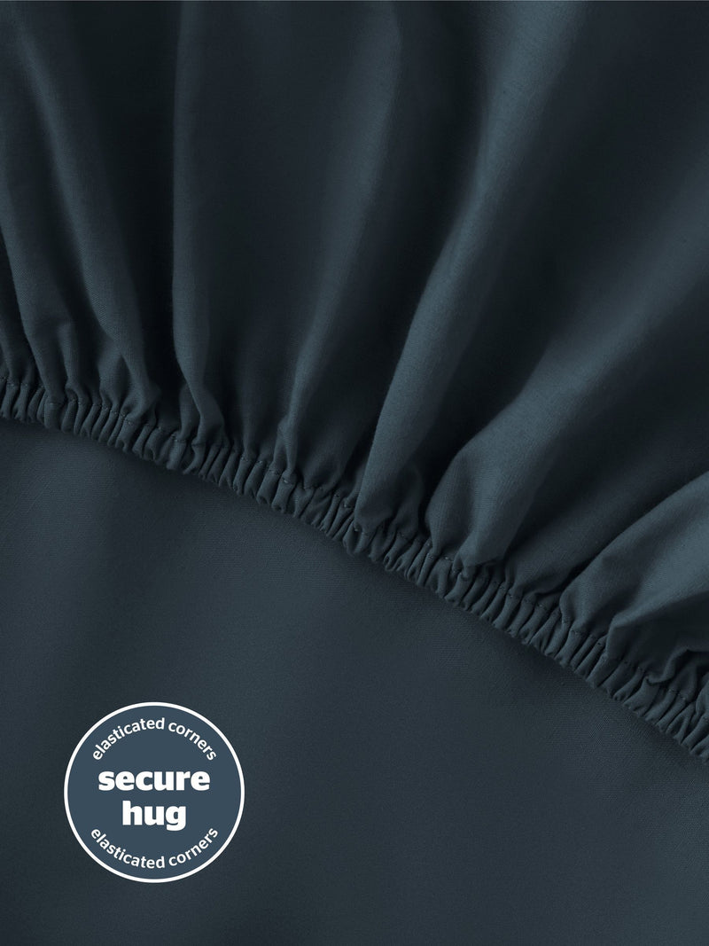Silentnight Indigo Cotton Rich T180 Washed Fitted Sheet (British brand)