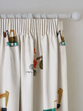 Neutral Diggers pencil pleat blackout curtains, imported from the UK
