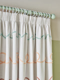 Bright tufted blackout curtains orange pink pencil pleat (British brand)