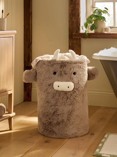 Next Natural Hamish the Highland Cow Faux Fur Laundry Bag- Buy online at McGrocer