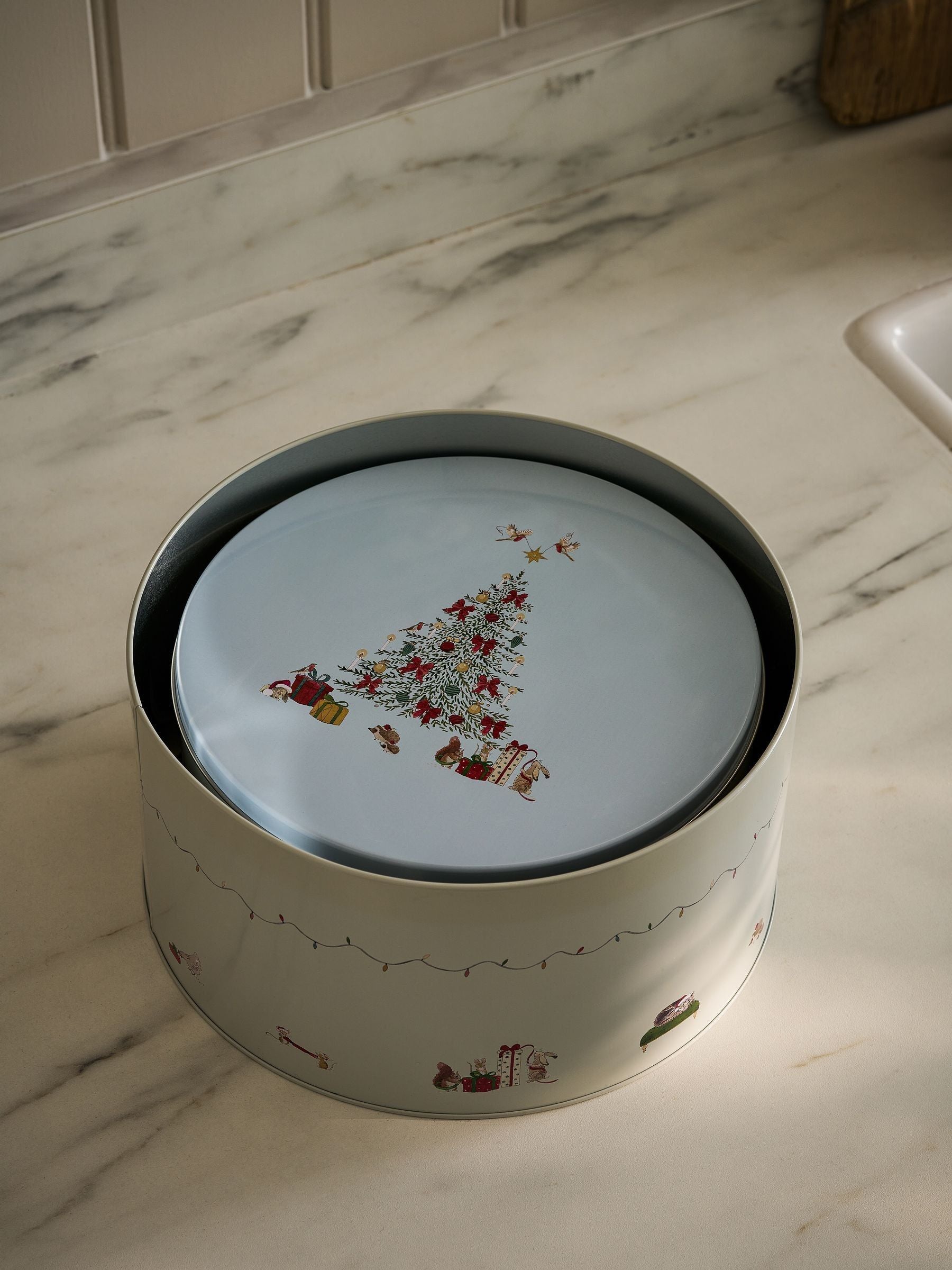 Sophie Allport Grey Blue Cosy Christmas Cake Tins Set of 3