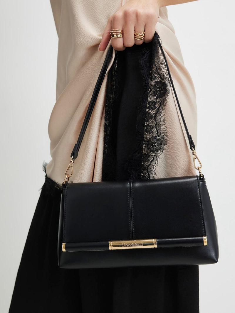River Island Black Bar Front Clutch Bag