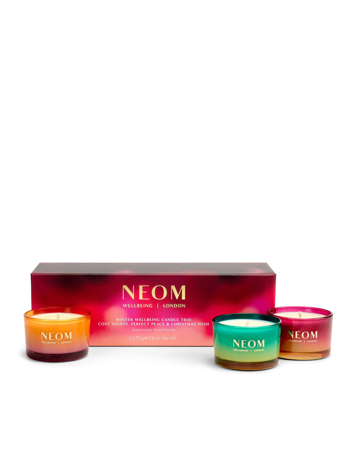 Neom Winter Wellbeing candle trio set 75g (British brand)