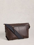 White Stuff brown Connor leather messenger bag, imported from the UK