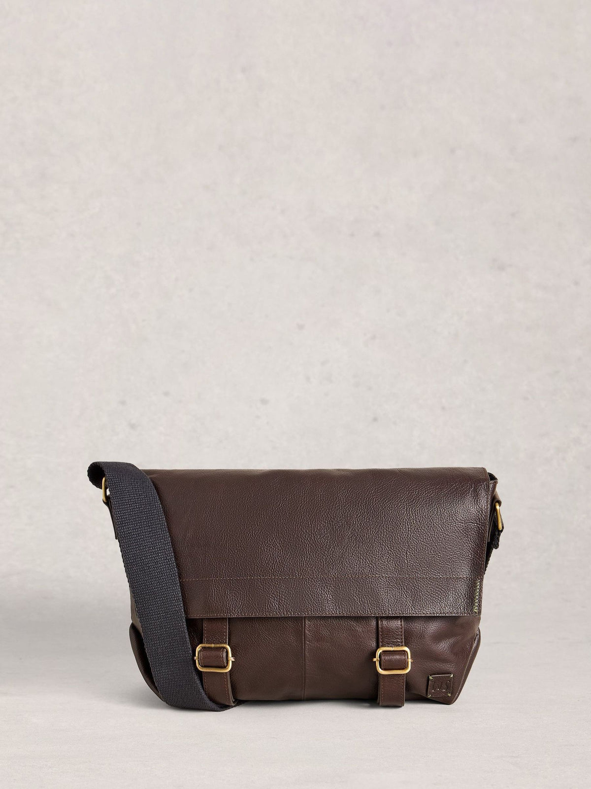 White Stuff brown Connor leather messenger bag, imported from the UK