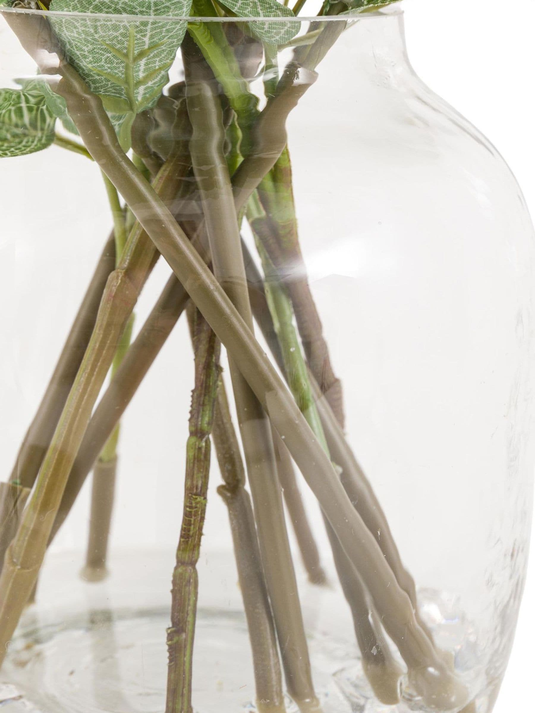 Gallery Home green natural rose and eucalyptus floral arrangement in glass vase, UK version