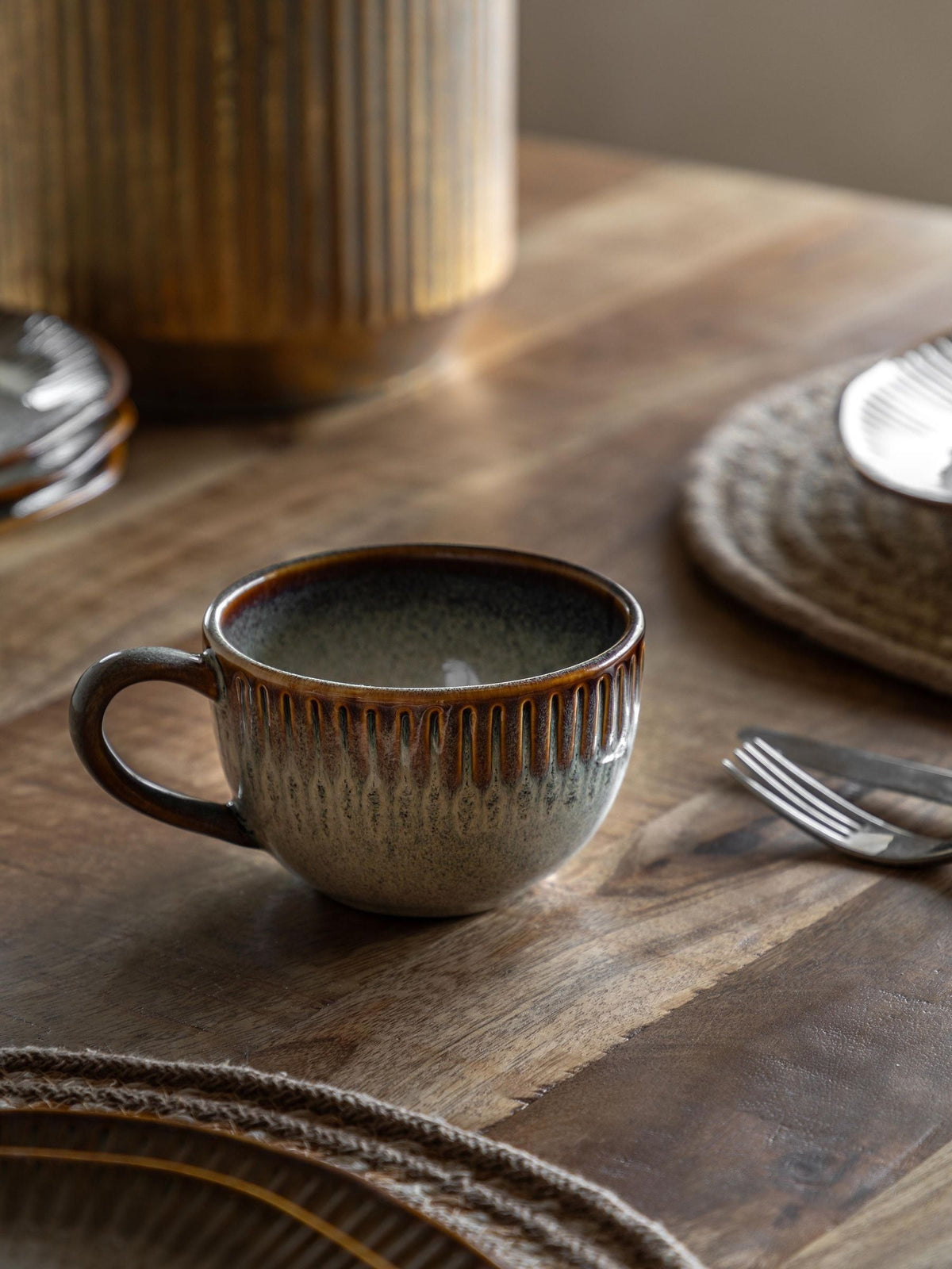 Gallery Home ceramic ridged mugs set of 4, UK version
