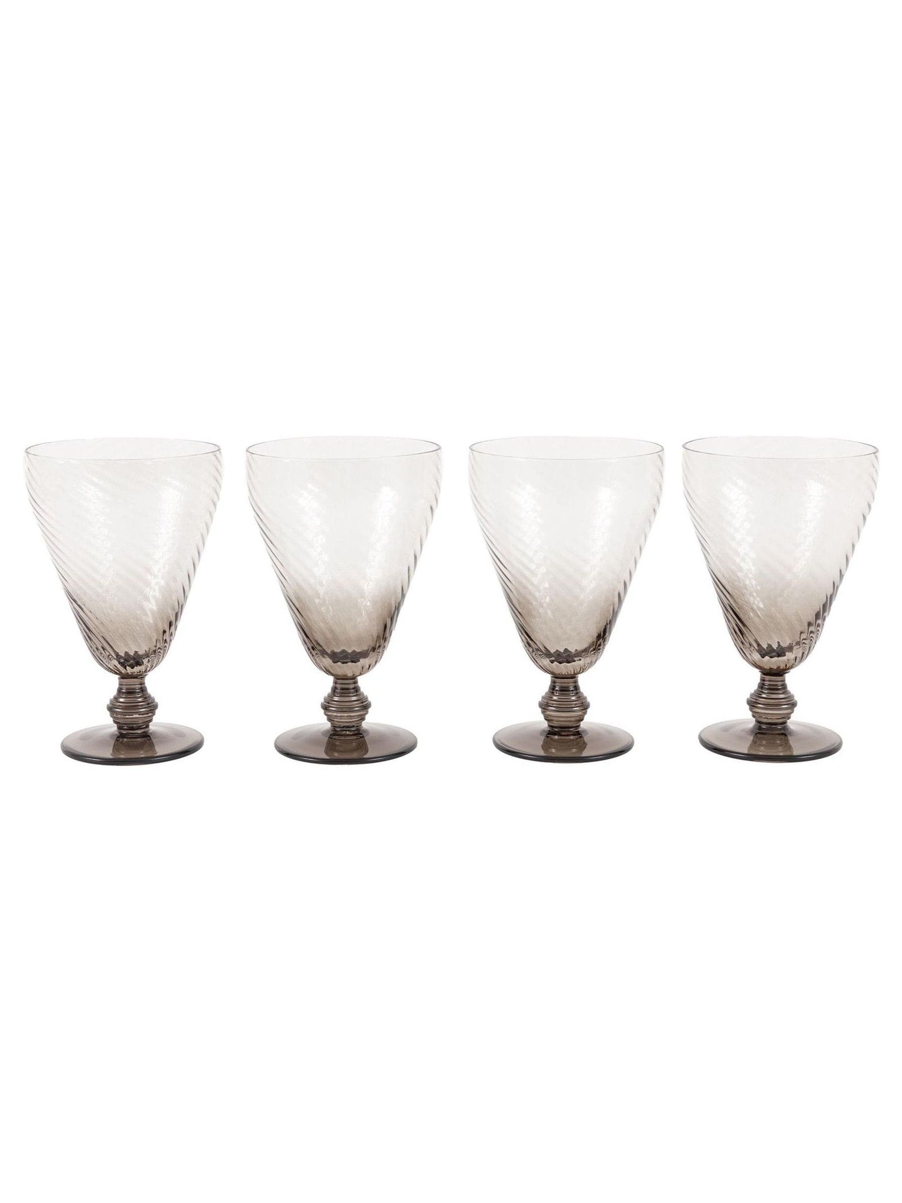 Gallery Home set of 4 smoked grey swirl wine glasses - British product