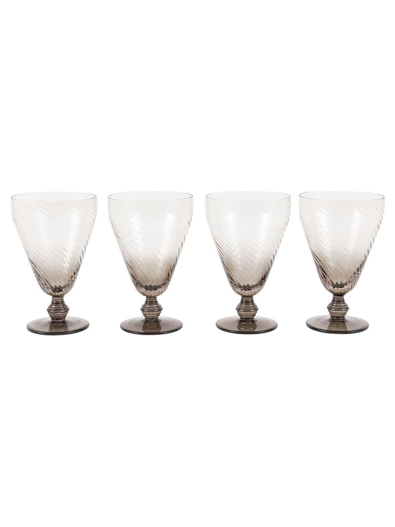 Gallery Home set of 4 smoked grey swirl wine glasses - British product
