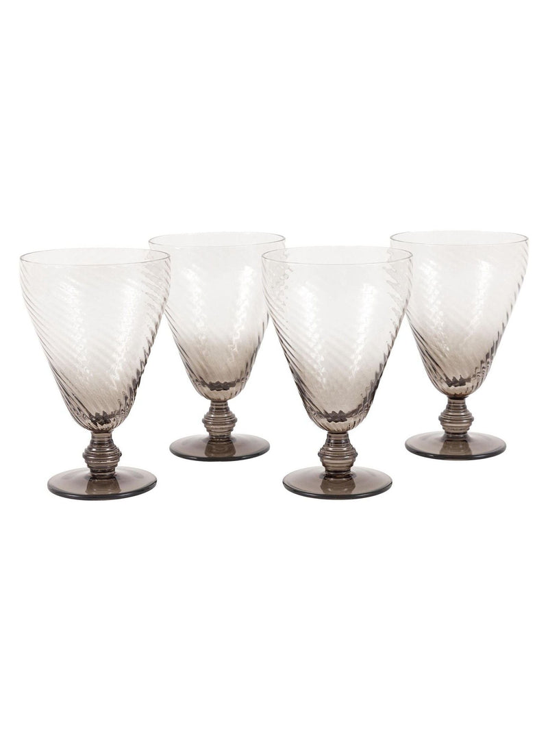 Gallery Home set of 4 smoked grey swirl wine glasses - British product