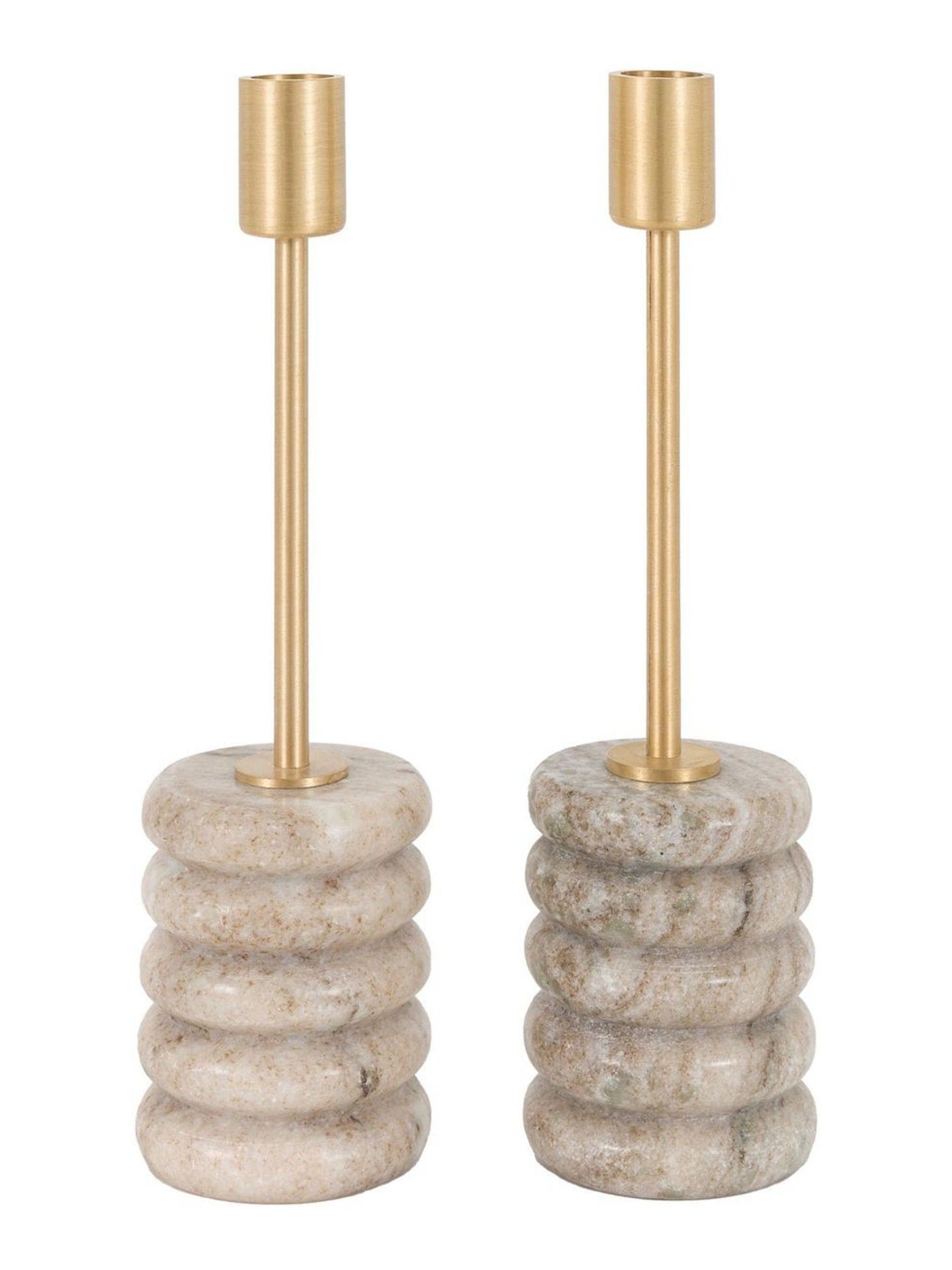 Gallery Home natural marble candle sticks set of 2, UK version