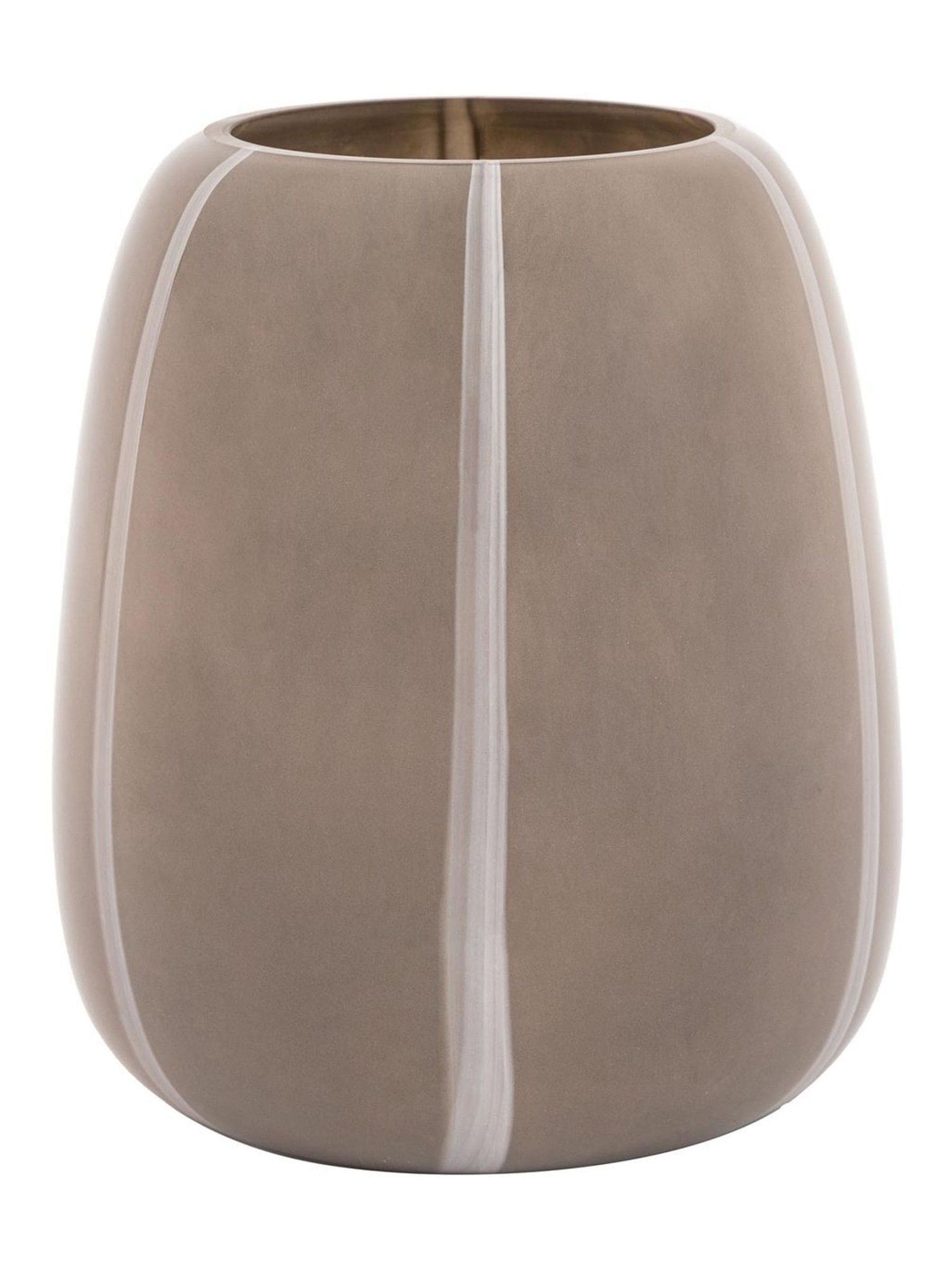 Gallery Home taupe striped glass vase 22cm, UK version