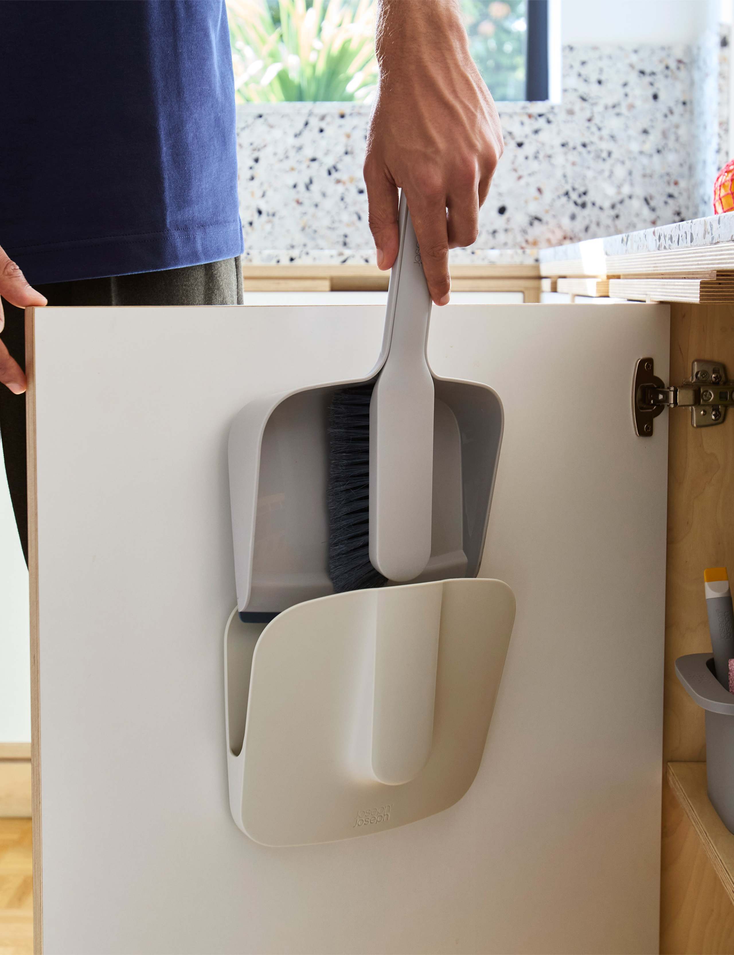 Joseph Joseph wall mounted dustpan and brush, imported from the UK
