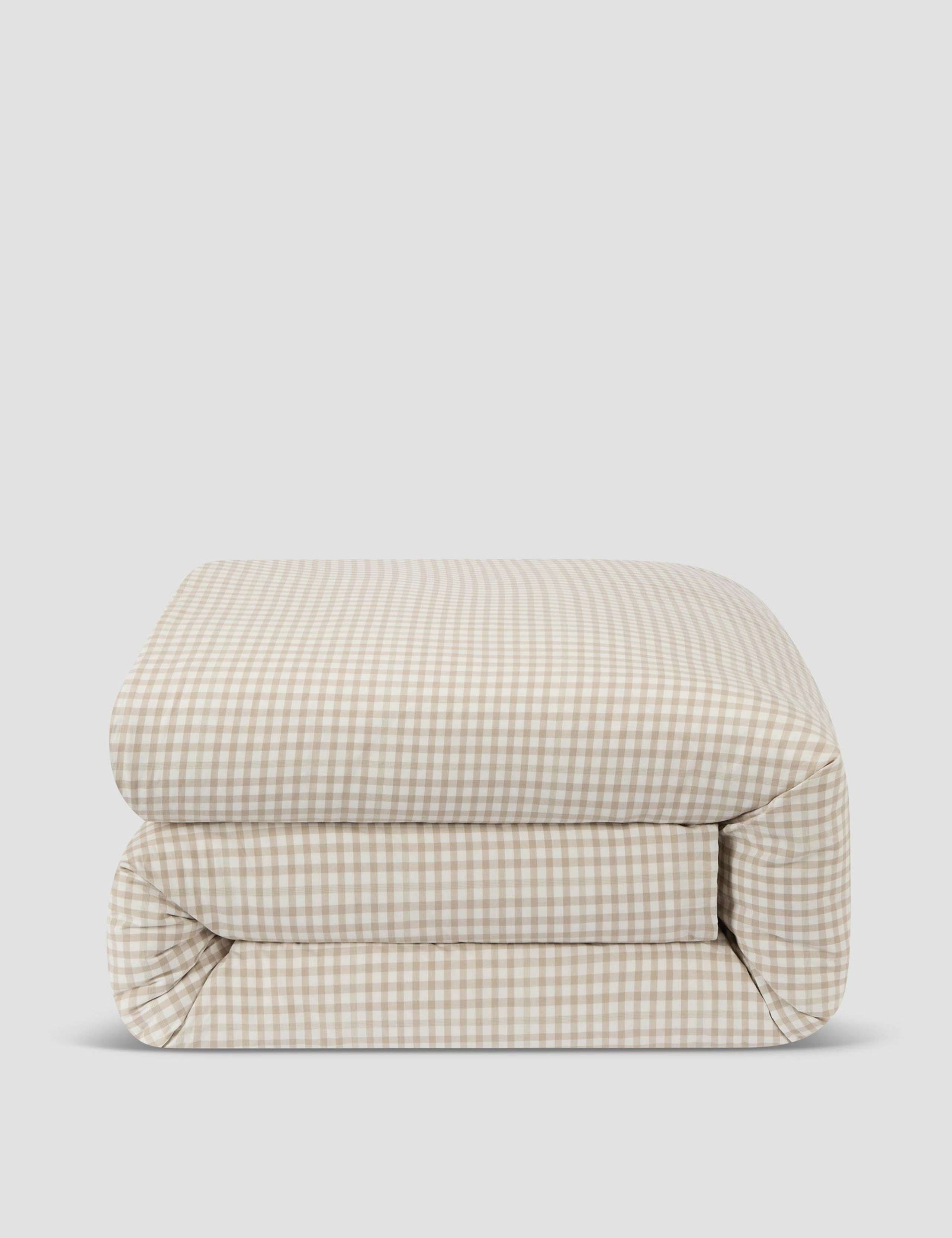 Piglet In Bed gingham washed cotton duvet cover (British brand)