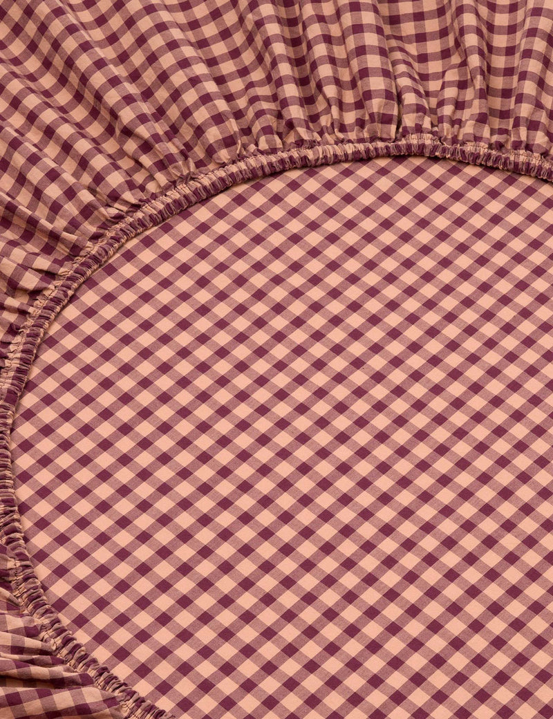Piglet in Bed gingham fitted sheet - British product