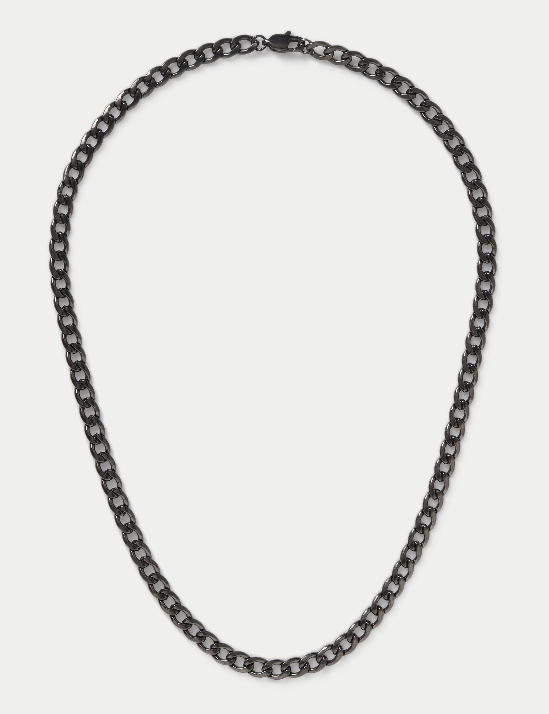 M&S waterproof stainless steel gunmetal chain necklace 50mm (British brand)