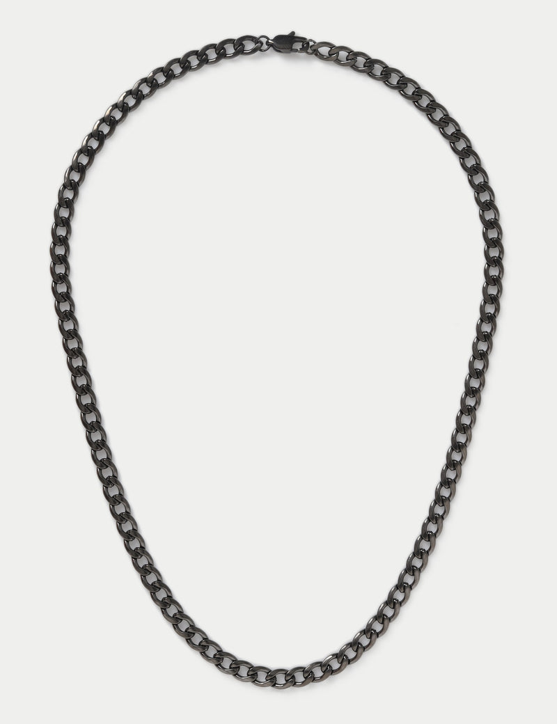 M&S waterproof stainless steel gunmetal chain necklace 50mm (British brand)