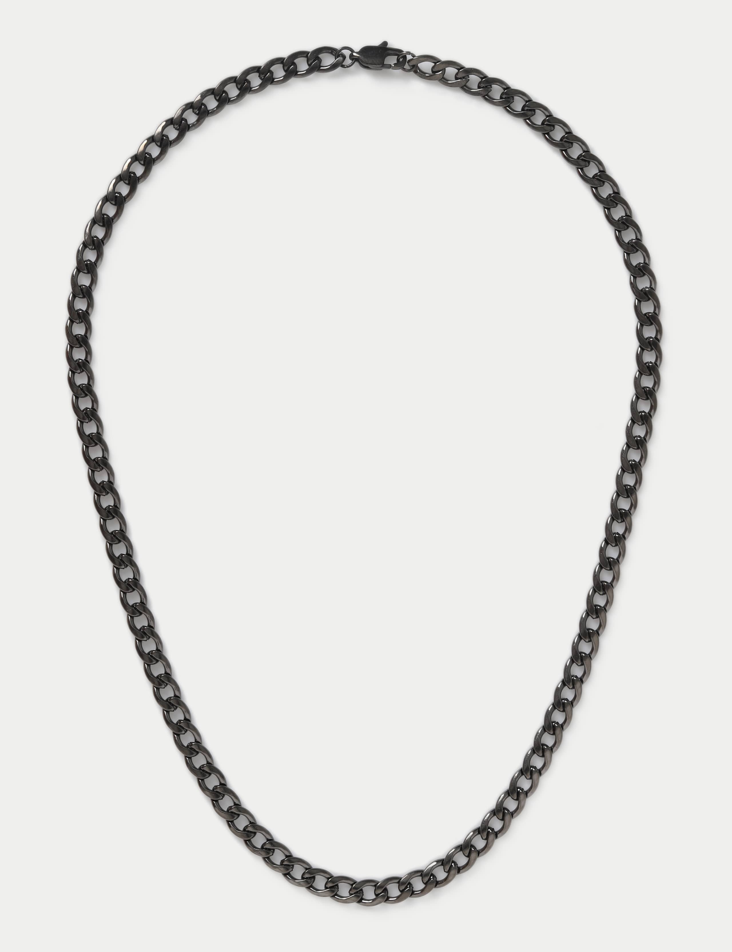 M&S waterproof stainless steel gunmetal chain necklace 50mm (British brand)