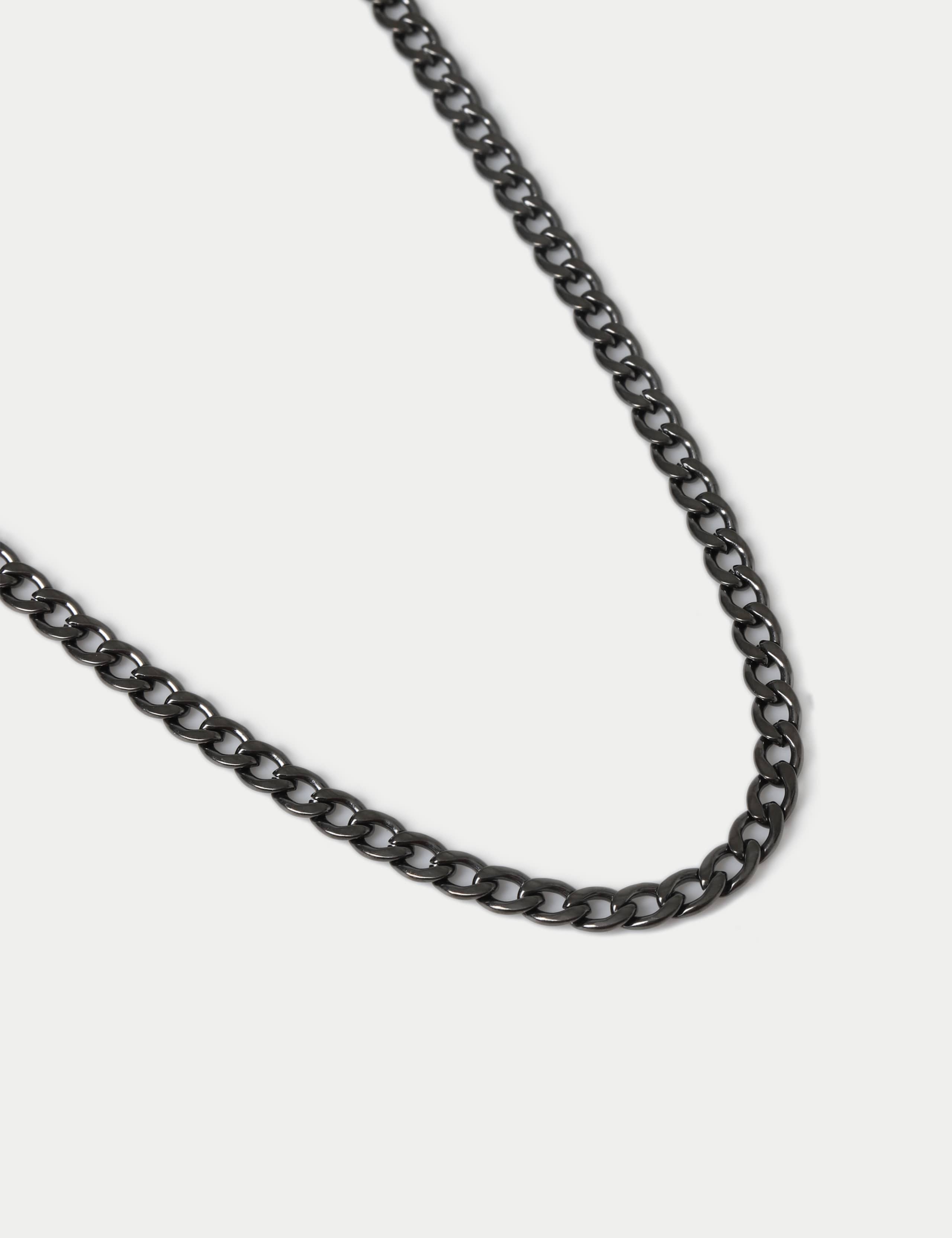 M&S waterproof stainless steel gunmetal chain necklace 50mm (British brand)