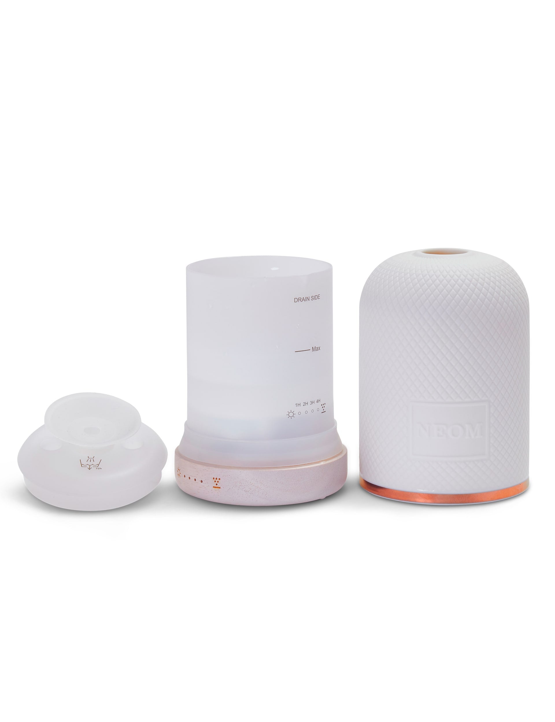 NEOM Wellbeing Pod aromatherapy diffuser with ceramic cover and wood base (British brand)