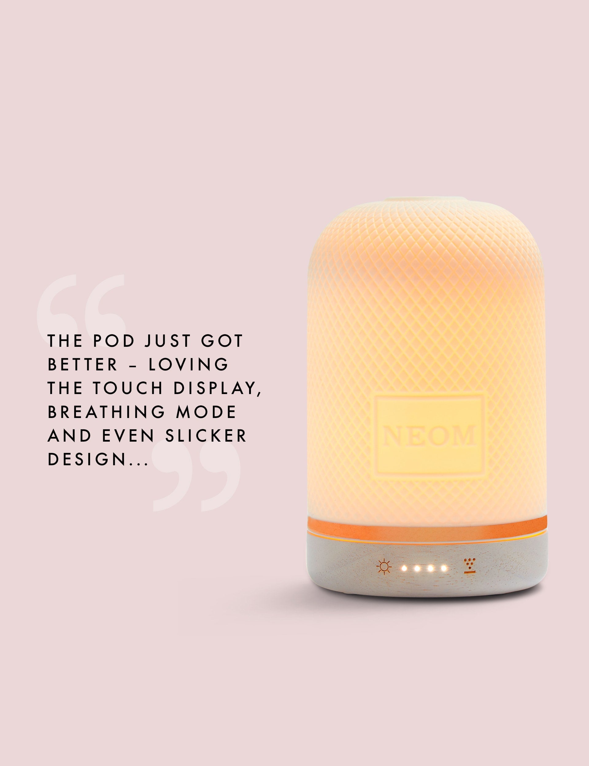 NEOM Wellbeing Pod aromatherapy diffuser with ceramic cover and wood base (British brand)