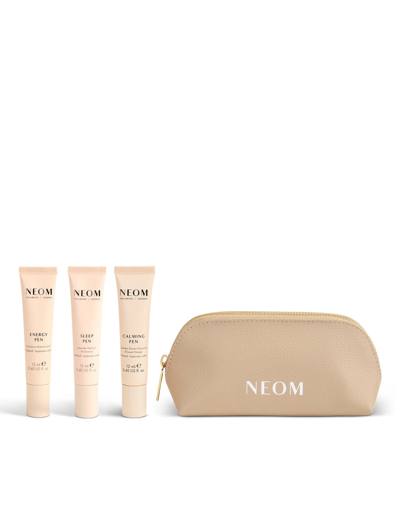 NEOM Wellbeing Pen Discovery Set three 12ml aromatherapy pens, imported from the UK