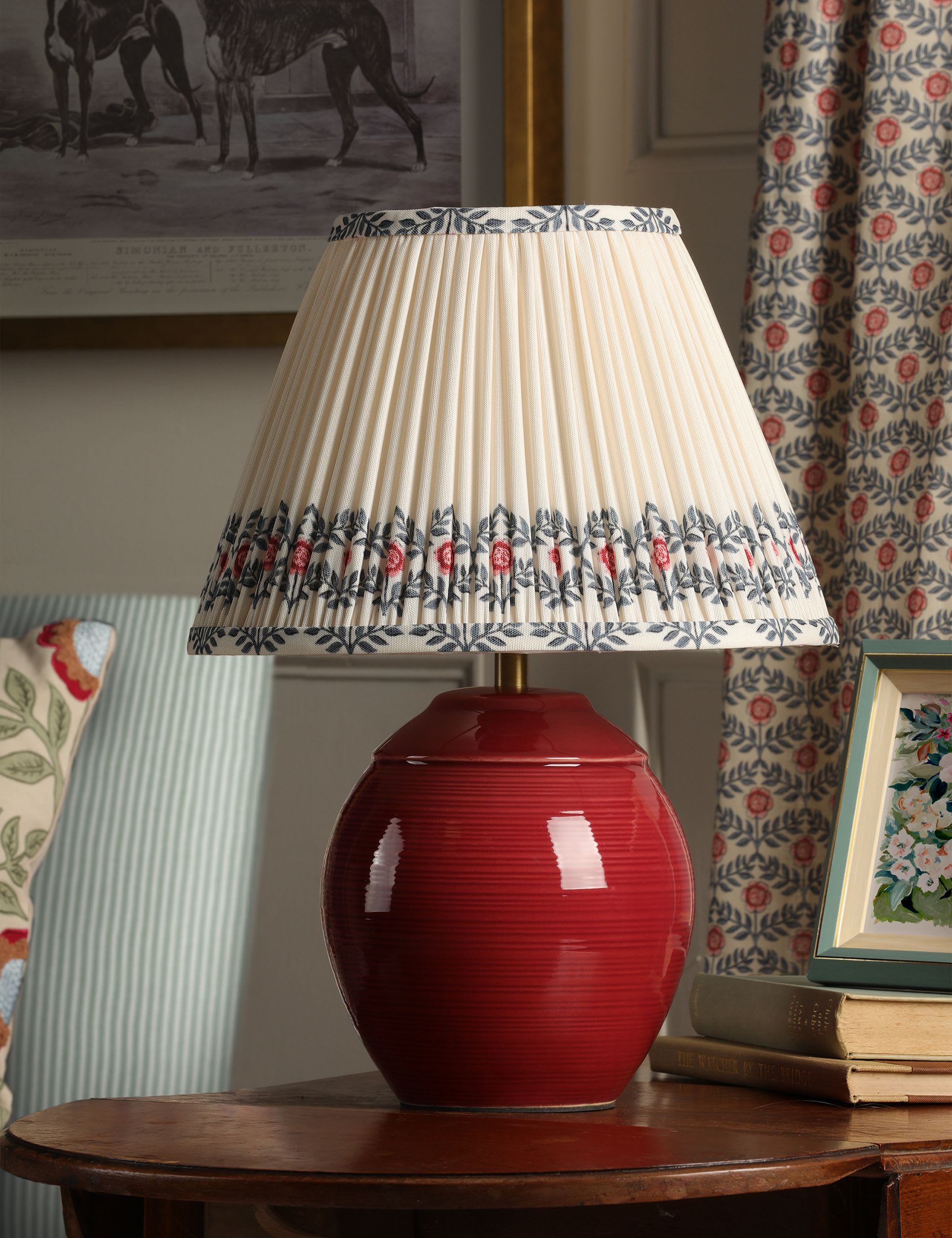 Joules Wentworth ceramic table lamp with pleated fabric shade (British brand)