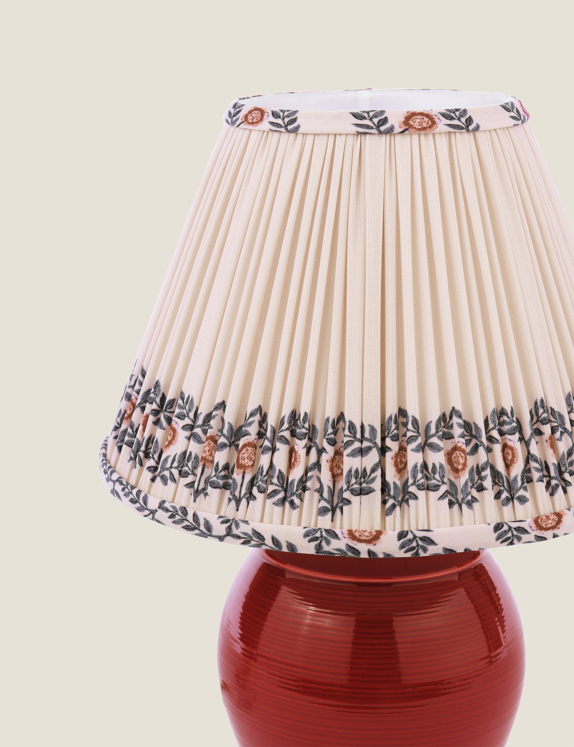 Joules Wentworth ceramic table lamp with pleated fabric shade (British brand)