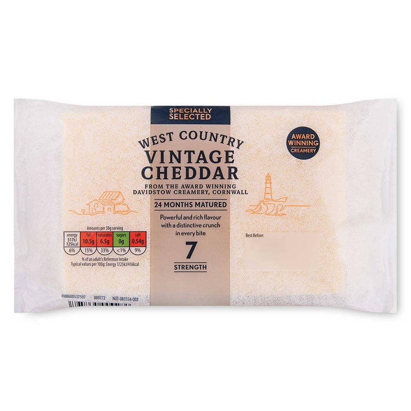Vintage cheddar cheese from the West Country - British product