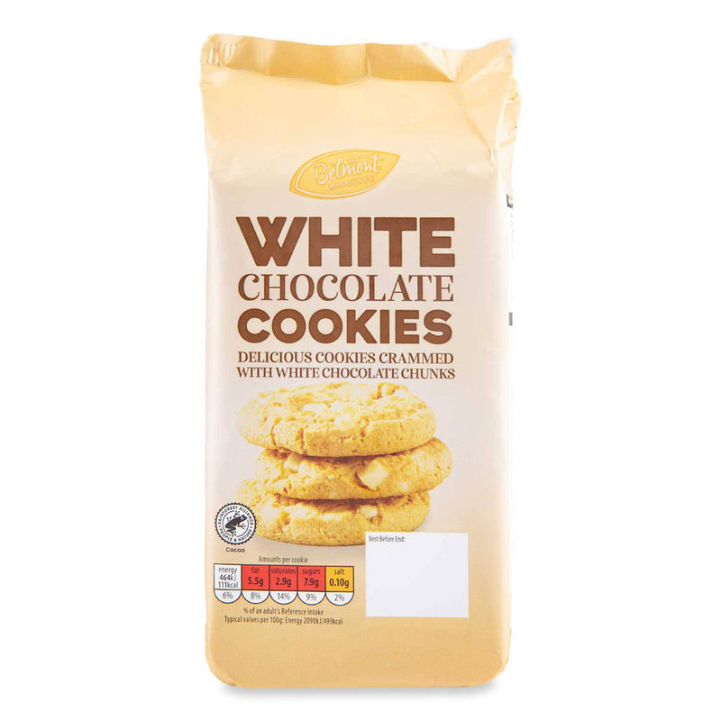 Cookies with white chocolate chunks, imported from the UK