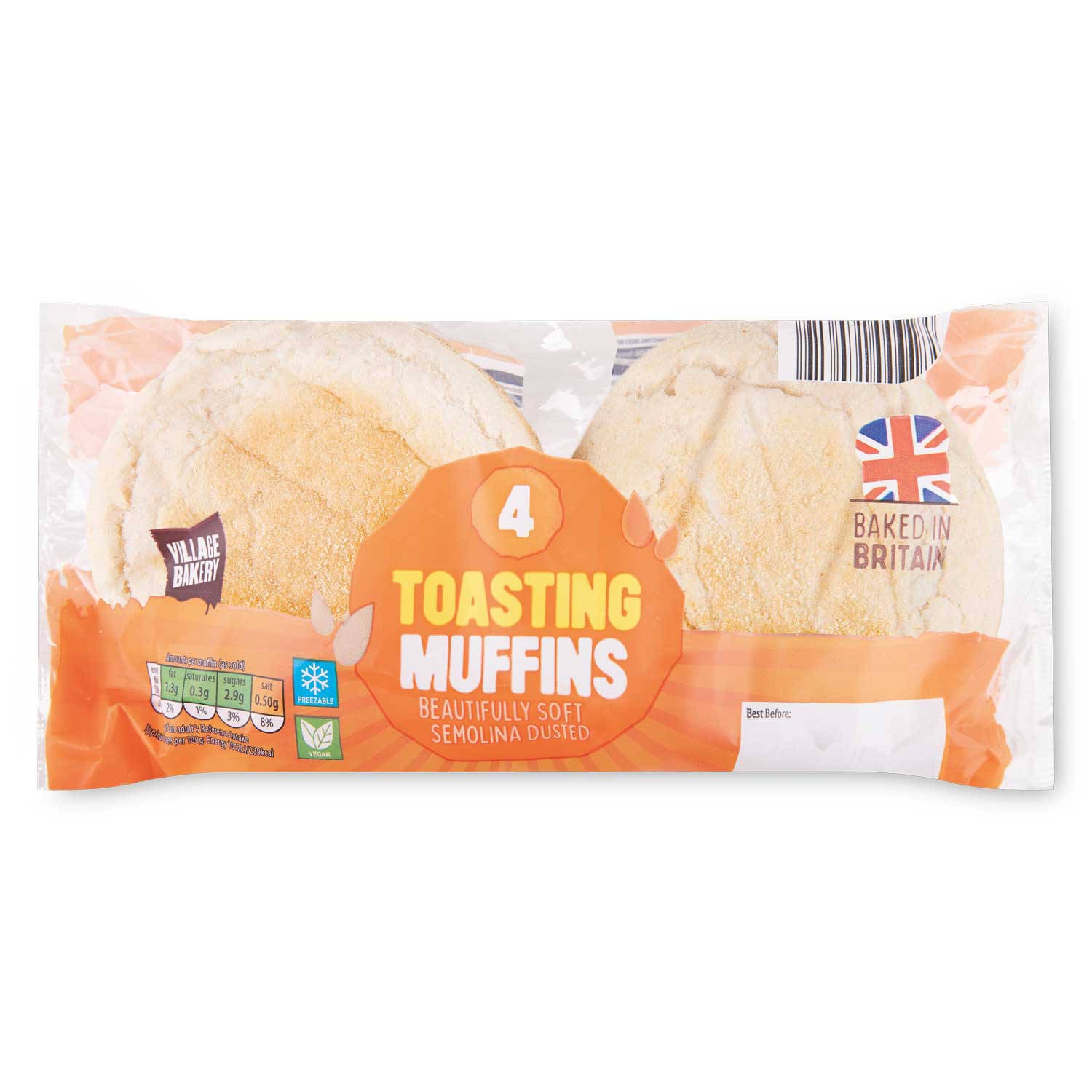 White toasting muffins 4 pack 280g (British brand)