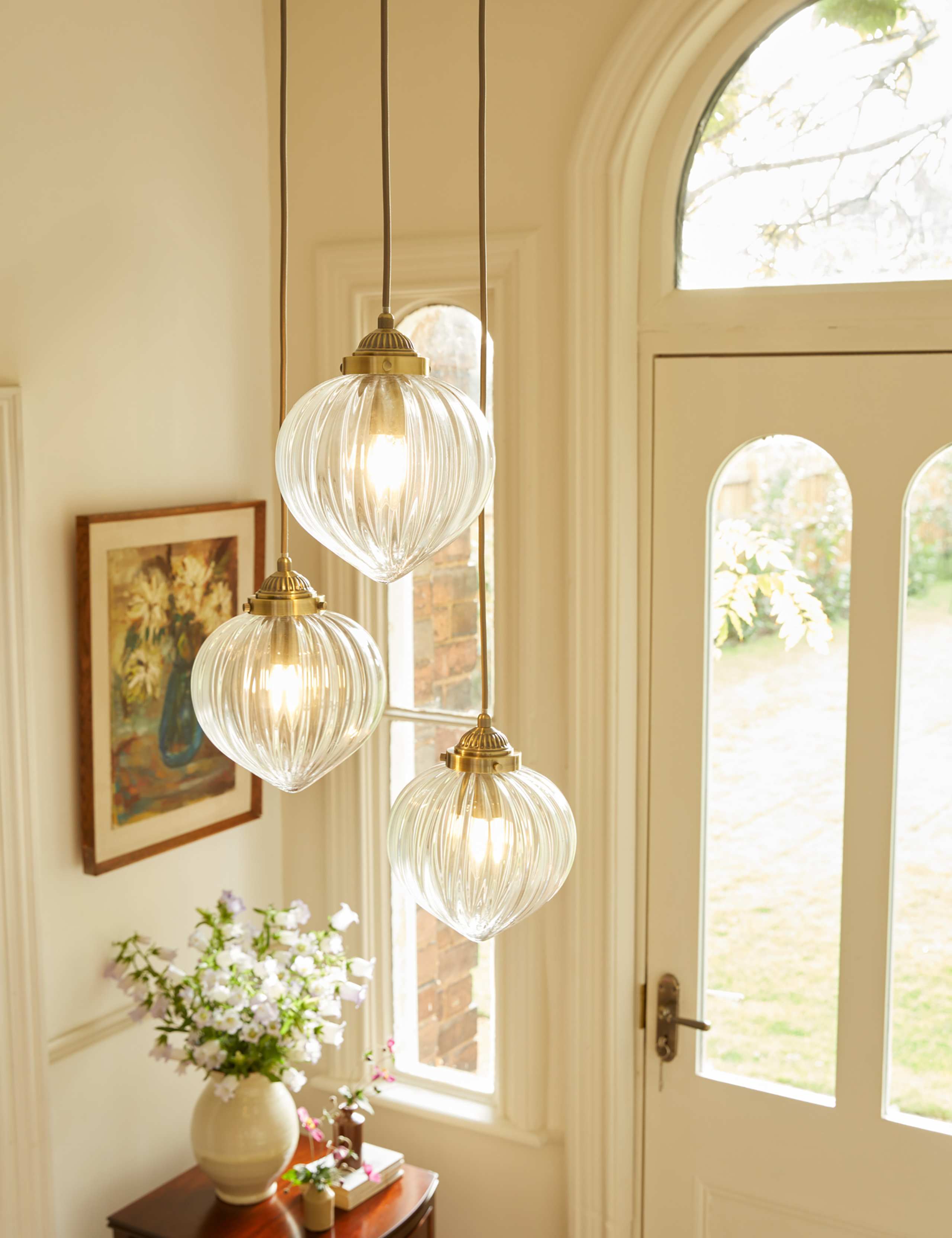Laura Ashley Whitham multi-light cluster pendant light, imported from the UK