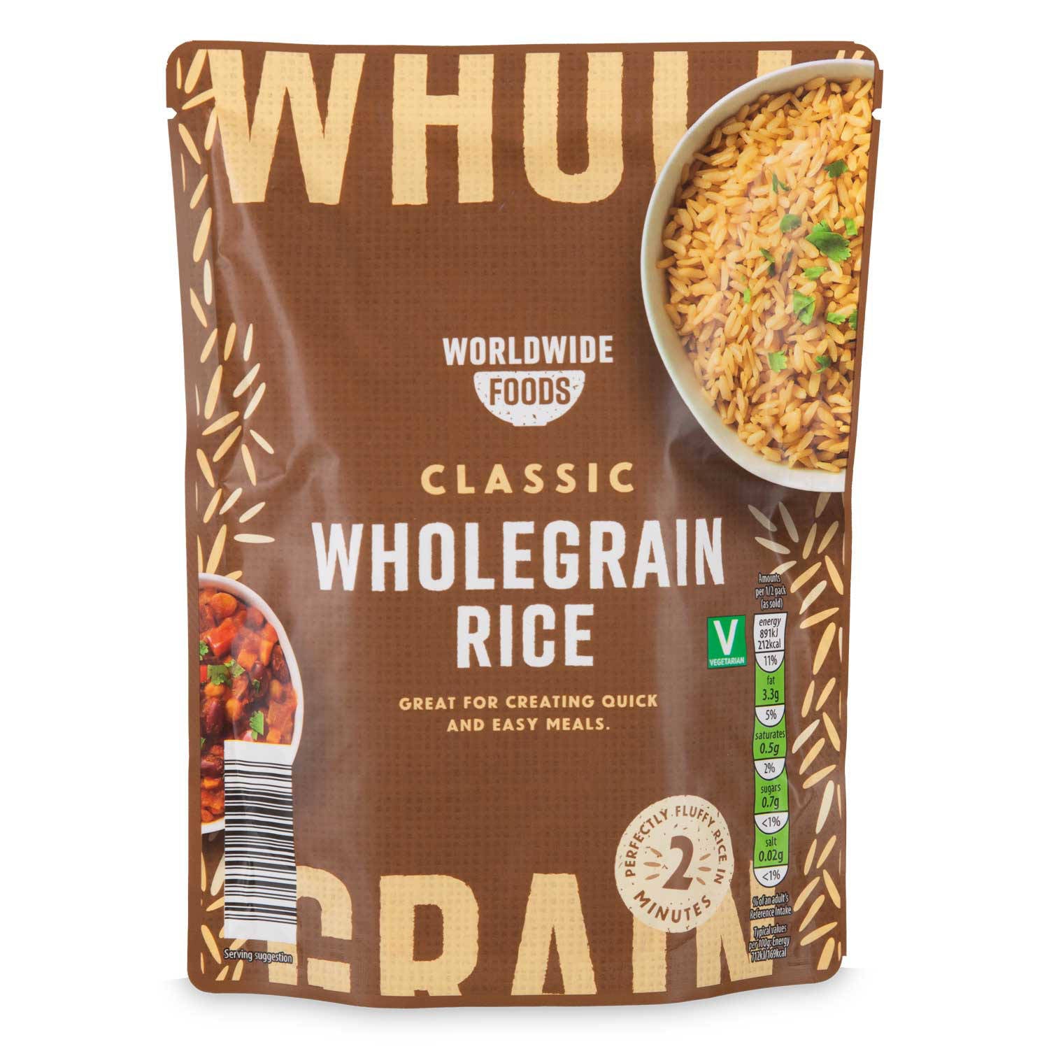 Wholegrain rice pouch, 99% cooked rice - British product