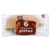 Wholemeal pitta breads, pack of 6, 360g, imported from the UK