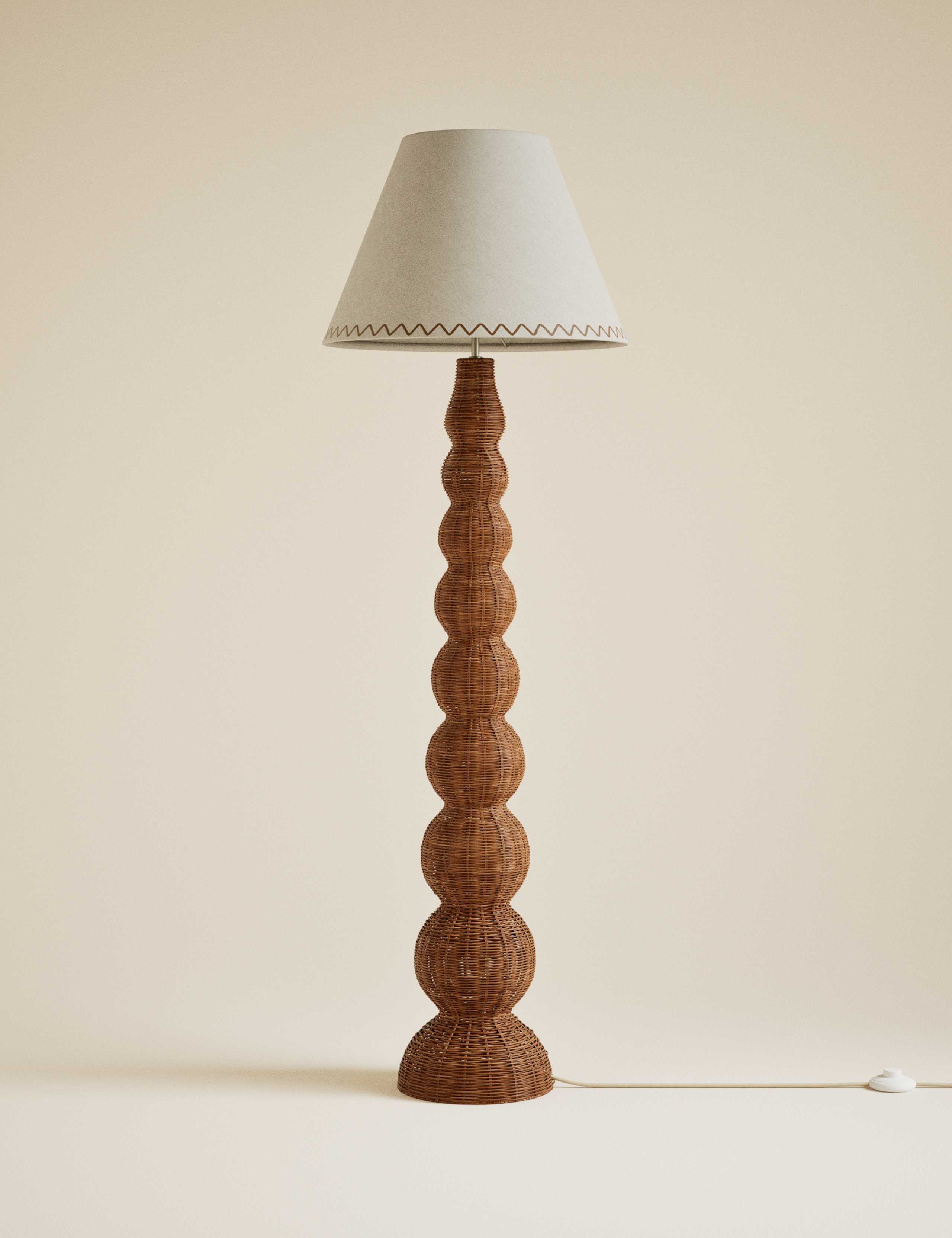 Wicker floor lamp graduated base, 140cm height - British product