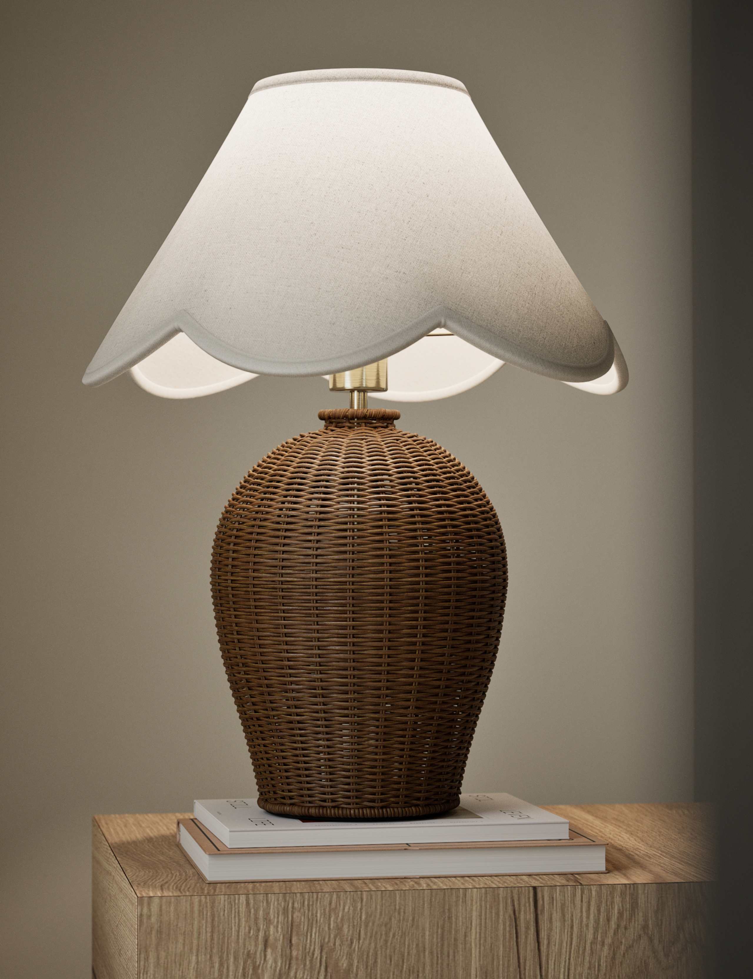 Wicker Scallop Shade Table Lamp - British product