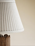 Wicker scalloped table lamp with pleated shade 41cm (British brand)