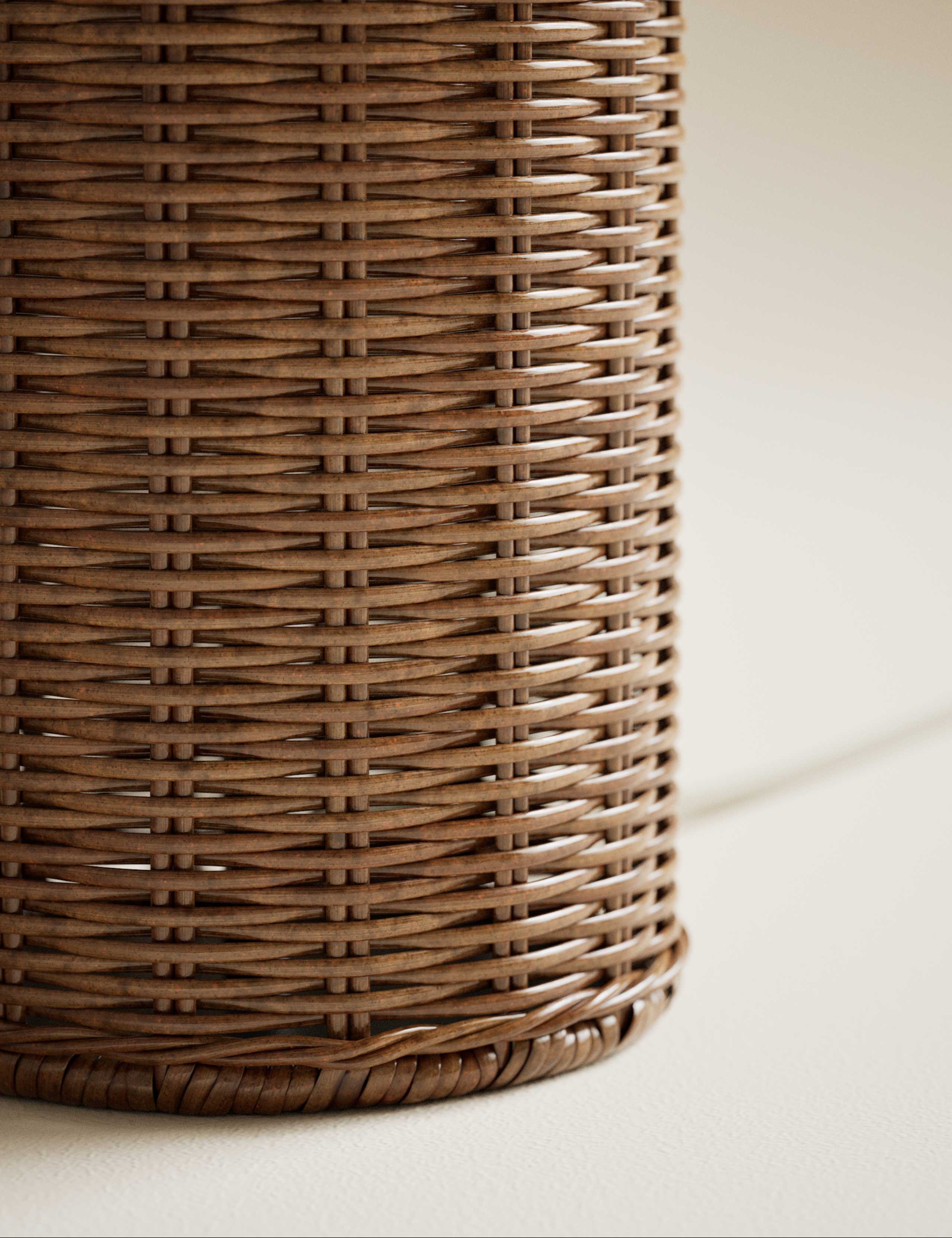 Wicker scalloped table lamp with pleated shade 41cm (British brand)